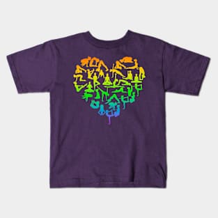 Rainbow Yoga Poses Heart Kids T-Shirt